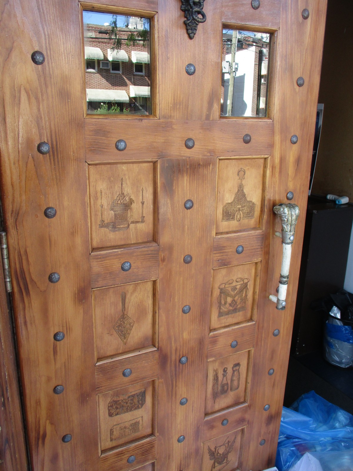 Advance Masonic Temple door detail 1