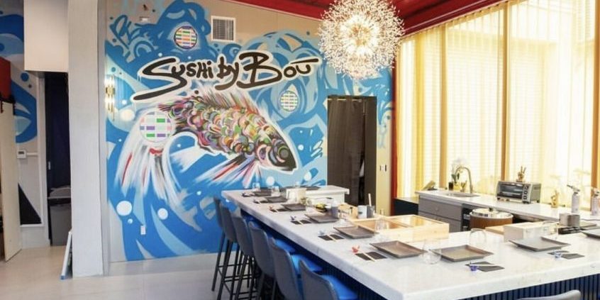 6 disco sushi mural