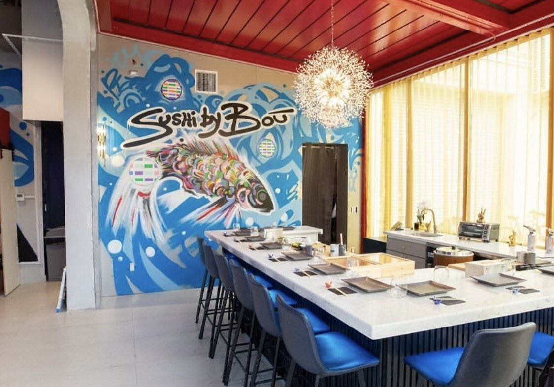 6 disco sushi mural